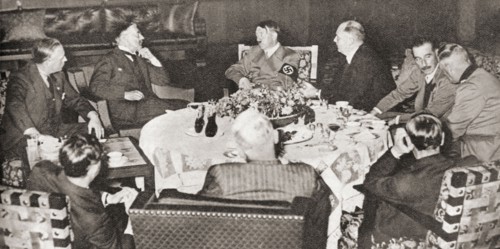 The meeting between Neville Chamberlain.