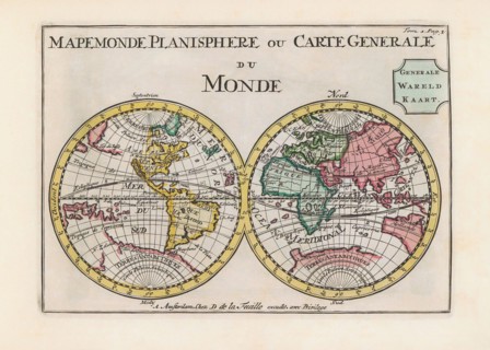 World map dating from the late 17th or early 18th century.