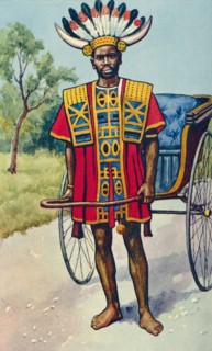 A jinricksha or rickshaw boy from Africa.