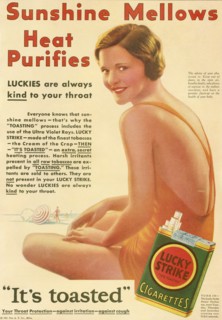 A 1930's advertisement for Lucky Strike cigarettes.