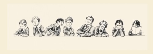 19th century schoolboys and their teacher.