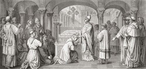 Detail of the fresco in the basilica of St. Boniface's Abbey.