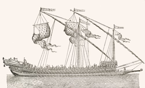 A 16th century galley ship.