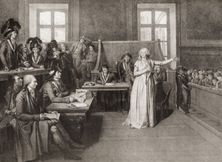 The trial of Marie-Antoinette before the French Revolutionary Tribunal.
