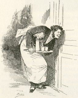 What the butler saw. A waiter spying through a keyhole.