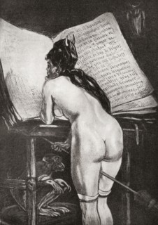 A witch reading her magic book.