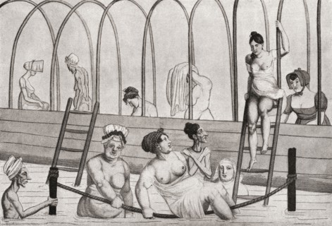 A public bath in France in the 19th century.