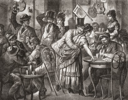 Viennese coffee house life.