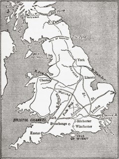 Map showing the Roman roads in Britain.