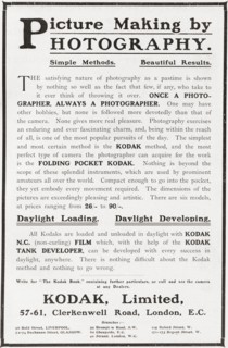 Early 20th Century Advertisement For Photography Using Kodak Camera And Film.