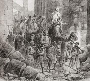 Victorian tourists at The Hall of Columns or Hypostyle Hall.