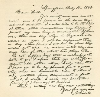 Letter from Abraham Lincoln to Alden Hall.