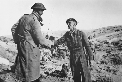 British and New Zealand cammanders meet at the first closing of the Robruk-Sidi rezegh corridor.