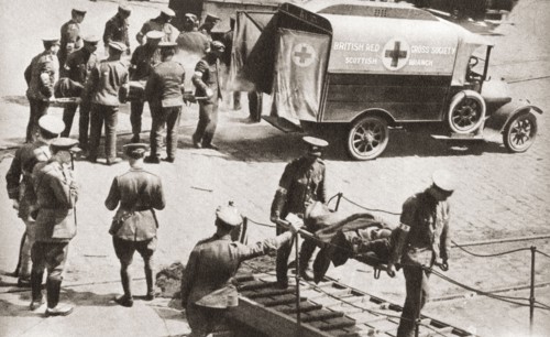The first of the wounded during WWI.