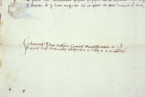 Autograph signature of Duke Federico da Montefeltro