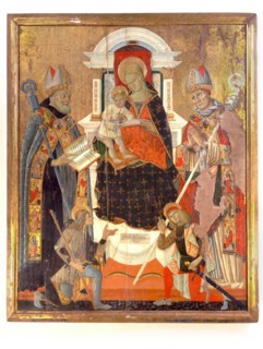 Stefano Folchetti, Madonna and Child Enthroned with Saints Benedict, Roch, Sebastian and Bernard, 1492