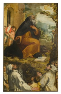Il Visacci, Saint Anthony Abbot and members of the Del Monte family in the clothes of the Confraternity of Saint Anthony