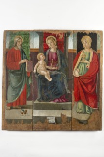Pietro Paolo Agabiti, Triptych depicting the Madonna and Child with Saint Mark the Evangelist and Saint Mary Magdalene, 1511