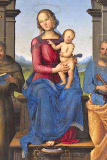 Pietro Vannucci known as Il Perugino, Fano Altarpiece (Virgin and Child with Saints John the Baptist, Louis of Toulouse, Francis of Assisi, Peter and Mary Magdalene), oil on pa