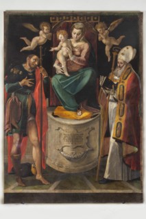 Simone De Magistris, Madonna Enthroned with Child, between Saints Rocco and Martino