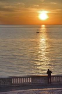 Ancona (Italy, Marche), Passetto, dawn on the Adriatic Sea