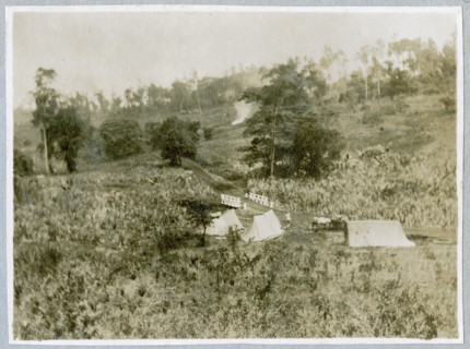 Camp at bridge construction site