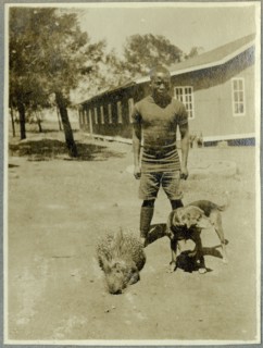 May Bungey with a shotgun
