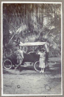 May Bungey with friends on the "school lorry"