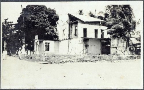 Damaged buildings after the Battle of Tanga