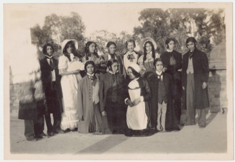 Young people taking part in a play, Queen Mary's College, Lahore