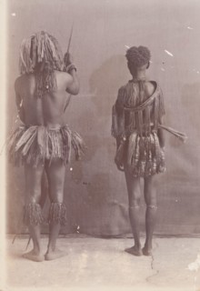 Portrait of Great Andamanese man and woman from behind