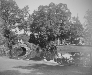 Scenic view of a bridge and pagoda in Eden Gardens, Calcutta