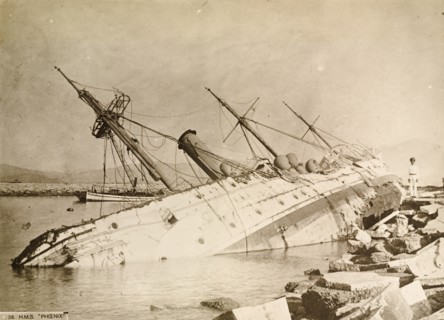 HMS Phoenix capsized by a typhoon