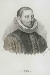 Juan de Lanuza (1564-1591). Chief Justice of Aragon. Portrait. Illustration by Llanta. Lithography.