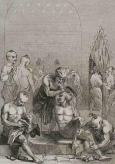Ottoman Empire. Turkey. Constantinople (today Istanbul). Turkish bath or Hammam. Interior view.