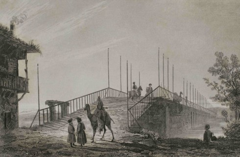 Ottoman Empire. Turkey. Istanbul. Small Bridge (Kutchuk Tchekmedje Lake). Engraving by Lemaitre,