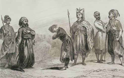 Turkey. Ottoman Empire. Turkish army troops. From left to right: Chatir, Pasha, militiaman,