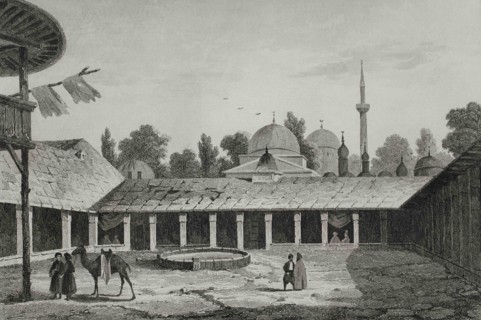 Ottoman Empire period. Caravanserai in Burgas (today territory of Bulgaria). Couryard of the