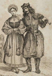 Poland. People of Krakow. Engraving by Lemaitre. History of Poland, by Charles Foster. Panorama