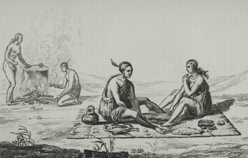 United States of America. 16th century French expedition. Florida. Seminoles Indians. Food and meal