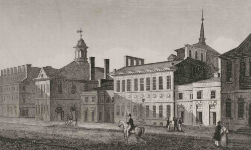 Philadelphia. City Hall building. Engraving by Traversier. Panorama Universal. History of the