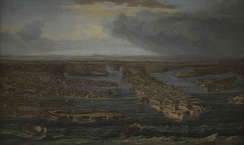 Attributed to Giuseppe Caloriti (1681-ca.1740). Italian painter. View of Valletta and the Three