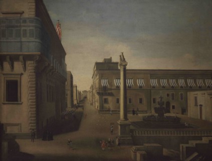 Unknow artist. View of Palace Square, Valletta. Oil on canvas. National Museum of Fine Arts.