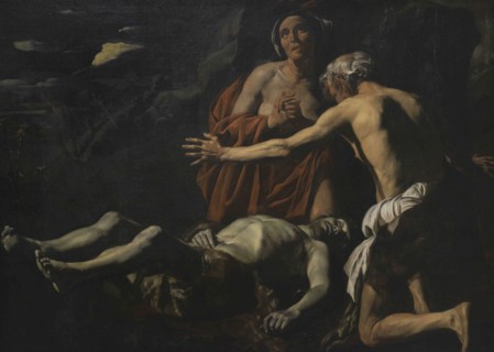 Matthias Stom (ca.1600-h.1650). Dutch painter. Lamentation over the dead Abel, ca.1632. Oil on