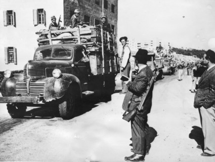 The first major food convoy, since the Haganah cleared the Jaerusalem – Tel Aviv road, arrives in Jerusalem