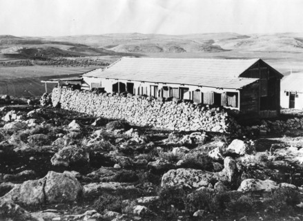 A Jewish house prepares its defense.  Jewish colonies located north of the Lebanese-Syrian border fear being the first to suffer attack from Arab forces stationed outside Palestine
