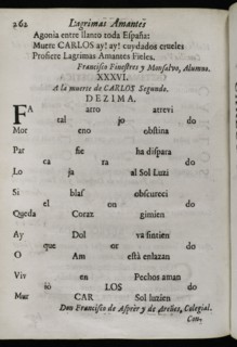 History of Spain. Décima to King Charles II's death by Francisco de Asprer y de Arenes. Tears of