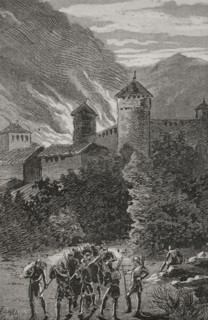 Crusade against Catalonia led by Philip III of France. Fire of Peralada in 1285, during the