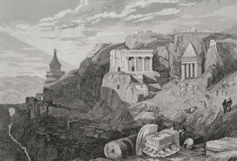 Jerusalem. Valley of Josaphat. Engraving by Aubert. ""La Tierra Santa y los lugares recorridos por