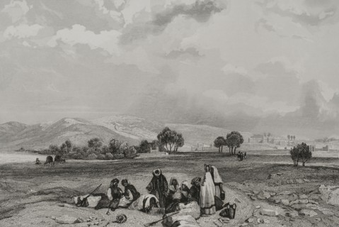 Canaan. Engraving by Emile Rouargue. ""La Tierra Santa y los lugares recorridos por los profetas,